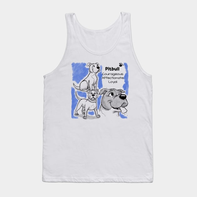 Pitbull T-Shirt Tank Top by VAS Illustrates